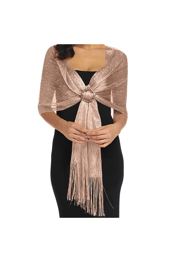 Women Sequin Shawl Wraps Casual Sparkly Sheer Mesh Wedding Shawls Solid Color Fashion Loose Cape Scarf for Evening Party