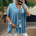 thumbnail image 1 of Women Sequin Shirt Plus Size Tops Short Sleeve Tshirts Loose Tunic Tee Shirts Crewneck Outfit, 1 of 4