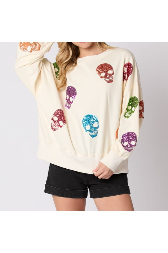 Women Sequin Sweatshirt Season Funny Graphic Shirts Long Sleeve Crewneck Sweater Clothes Fall Jacket Women Warm Light Sweatshirts Women Fall Ladies Oversized Sweatshirts Women Blouses Hooded Jacket