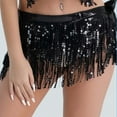 thumbnail image 1 of Women Sequin Tassel Hip Skirt Scarf Sparkly Wrap Rave Belly Dance Skirt Festival Party Costume, 1 of 6
