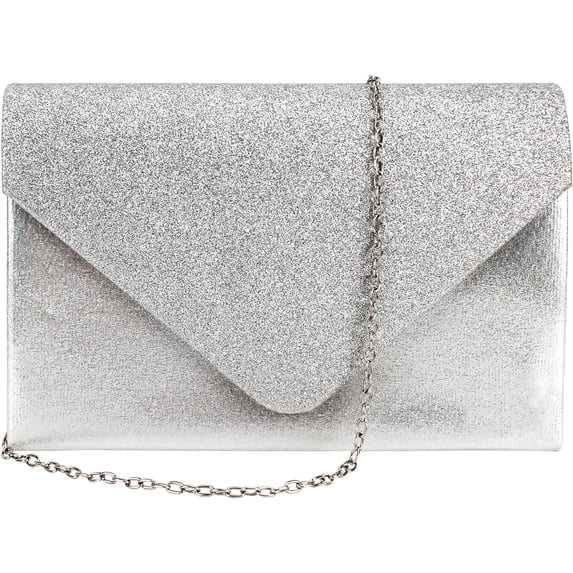 Women Sequins Evening Clutch Envelope Flap Handbag Chain Strap Crossbody Bag