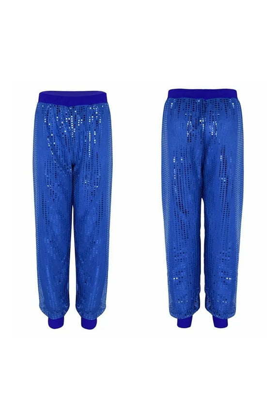 Women Sequins Loose Fit Harem Dance Pants Jazz Hip Hop Belly Dance Stage Performance Costume Night Club Trousers
