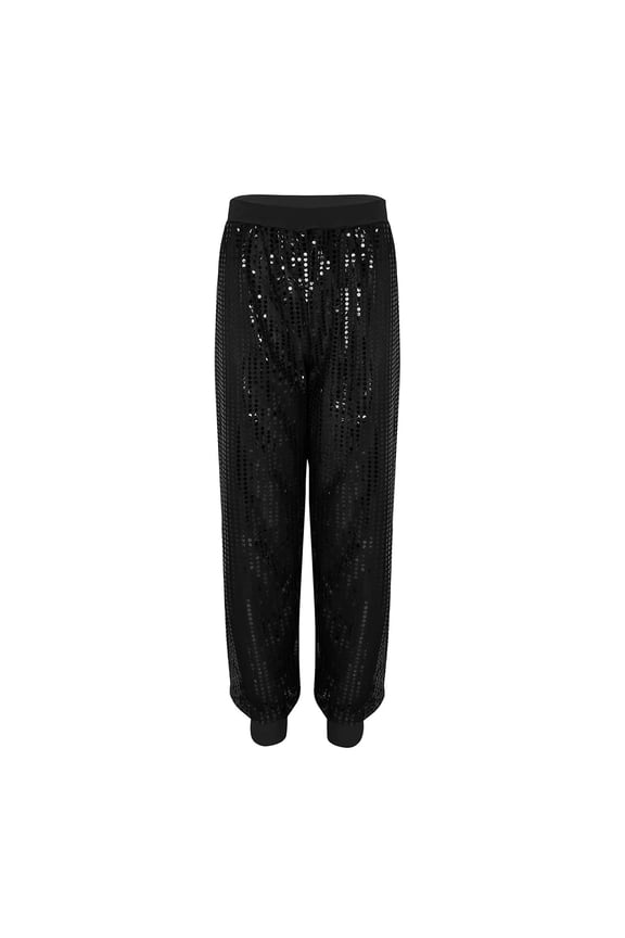 Women Sequins Loose Fit Harem Dance Pants Jazz Hip Hop Belly Dance Stage Performance Costume Night Club Trousers