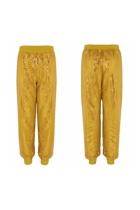 Women Sequins Loose Fit Harem Dance Pants Jazz Hip Hop Belly Dance Stage Performance Costume Night Club Trousers