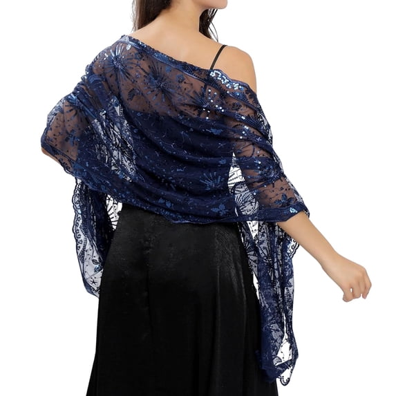 Women Sequins Moon Scarves Evening Dress Shawls Elegant Starry Night Wrap Lightweight Sparkly Shoulder Cover Up Party Accessory