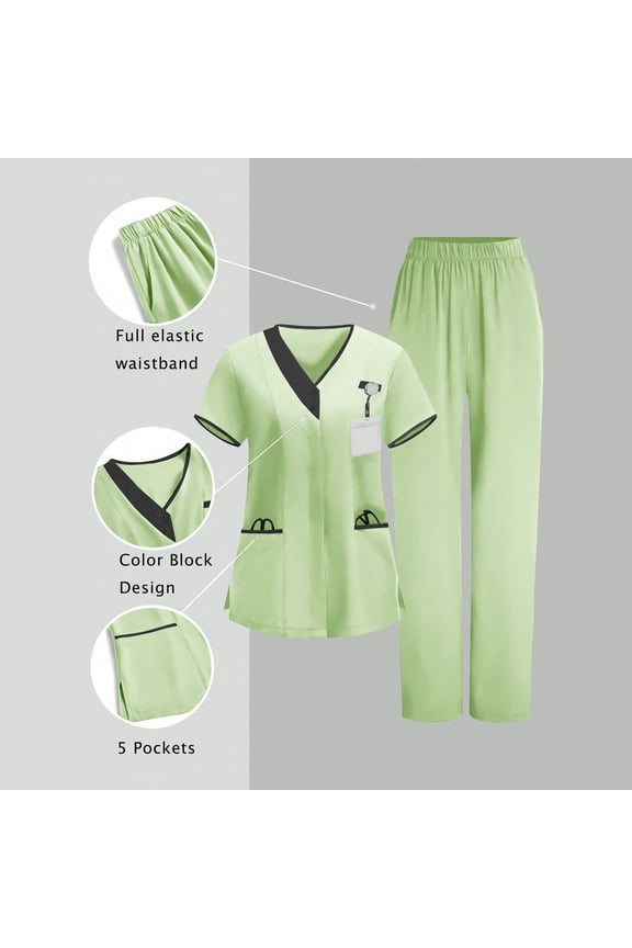 Women Set, 2026 New Nurses Tunic Uniform Clinic Carer V-Neck Protective Clothing and Pants Set, Made of Soft Material, Practical for Work and Leisure.