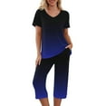 thumbnail image 1 of Women Set Sale Two Piece Sets for Women Capris Short Sleeve Tee Shirts and High Waisted Trousers Sleep Wear, 1 of 8