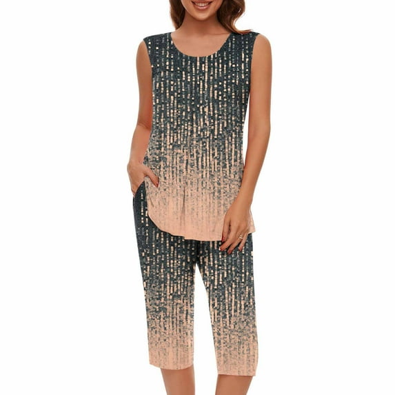 Women Set Sale Women Two Piece Lounge Sets Sleeveless Sleepwear for Women Loose Fit 2 Piece Outfits for Women