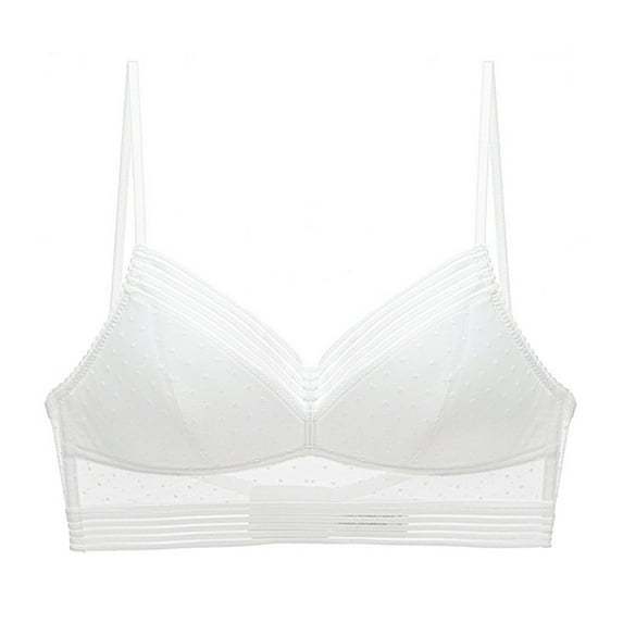 Women Sexy Backless Strapless Bra Push Up, Thin Lace Bralette Dots Mesh Lingerie Brassiere Low Back Underwear