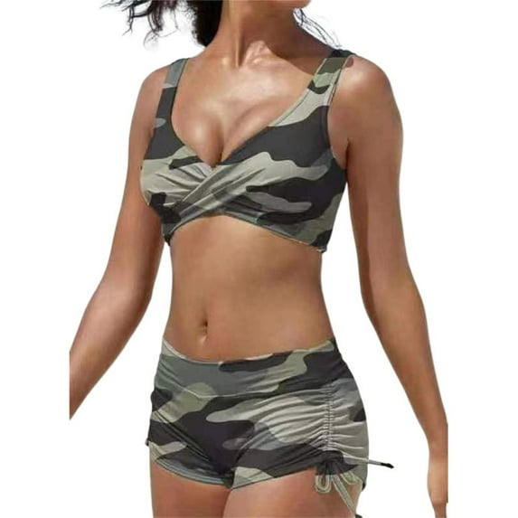 Women Sexy Bikini Bathing Suits Two Piece High Cut Straight Angle Bikini Swimsuit