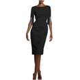 thumbnail image 1 of Women Sexy Bodycon Dresses Boatneck Split Half Sleeve Semi-Formal Elegant Business Outfits Solid Color Pencil Dress, 1 of 6
