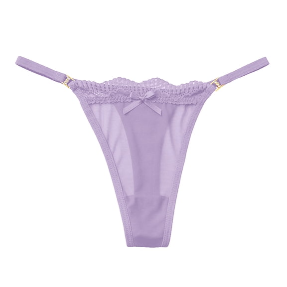 Women Sexy Bow Knot Panties Mesh Full Sheer Lace Seamless Thong Panties Barely There Panties for Women