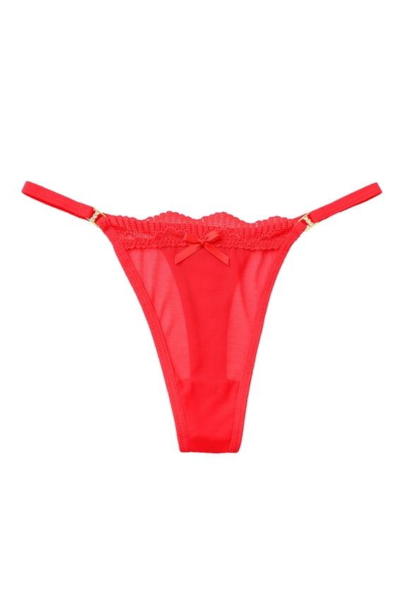 Women Bow Knot Panties Mesh Full Sheer Lace Seamless Thong Panties Silk G String Panties for Women
