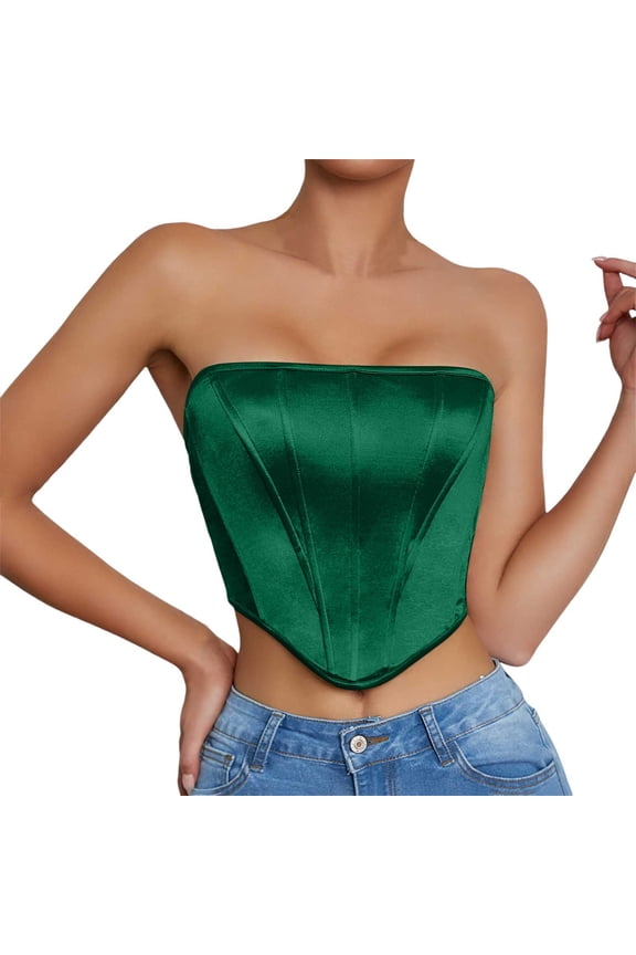Women Sexy Bustier Corset Top Lace Off Shoulder Vintage Sleevesless Tank Top Party Clubwear,Color:Green
