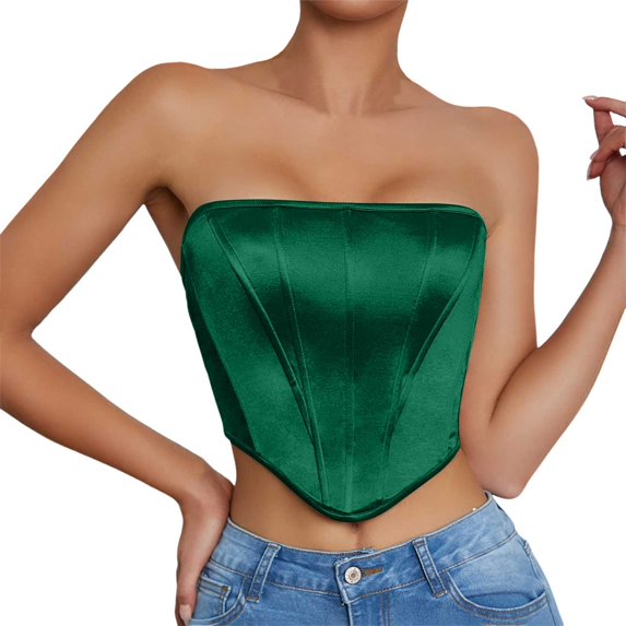 Women Sexy Bustier Corset Top Lace Off Shoulder Vintage Sleevesless Tank Top Party Clubwear,Color:Green