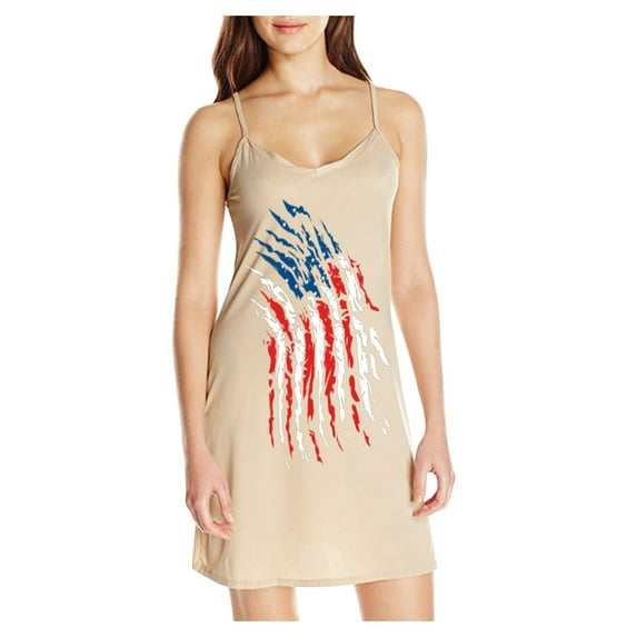 Women Sexy Cami Dress Sleeveless American Flag Graphic Shirt Dresses Summer Casual Dress 2022 A-line Long Tunic Tops