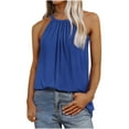 Women Sexy Crew Neck Crop Tops Ruffle Sleeveless Casual T Shirts Solid