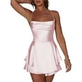 thumbnail image 1 of Women Sexy Cross Tie-Up Backless Cami Playsuits Cowl Neck Sleeveless Short Jumpsuits Summer Solid Color Romper Club Streetwear, 1 of 10