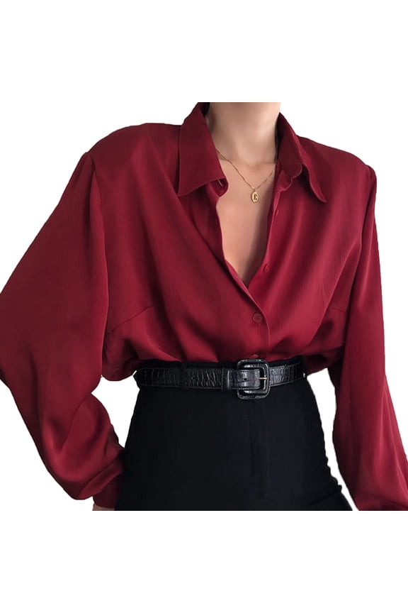 Women Sexy Deep V Neck Shirts Lace Button Down Flared Long Sleeve Office Blouse Ladies Autumn Spring Top Clothes