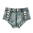 thumbnail image 1 of Women Sexy Denim Cut Off Shorts Low/High Waist Distressed Ripped Jean Shorts Summer Beach Lace Up Hot Jeans Clubwear, 1 of 7