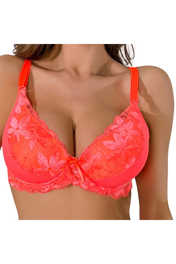 Women Sexy Double Breasted Lace Lingerie Plus Size Full Coverage Supportive Delicate Lace Bra For Everyday Comfort & Elegance(j-Red,75C)
