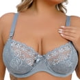 thumbnail image 1 of Women Sexy Double Breasted Lace Lingerie Plus Size Full Coverage Supportive Delicate Lace Bra For Everyday Comfort & Elegance(k-Blue,85D), 1 of 3