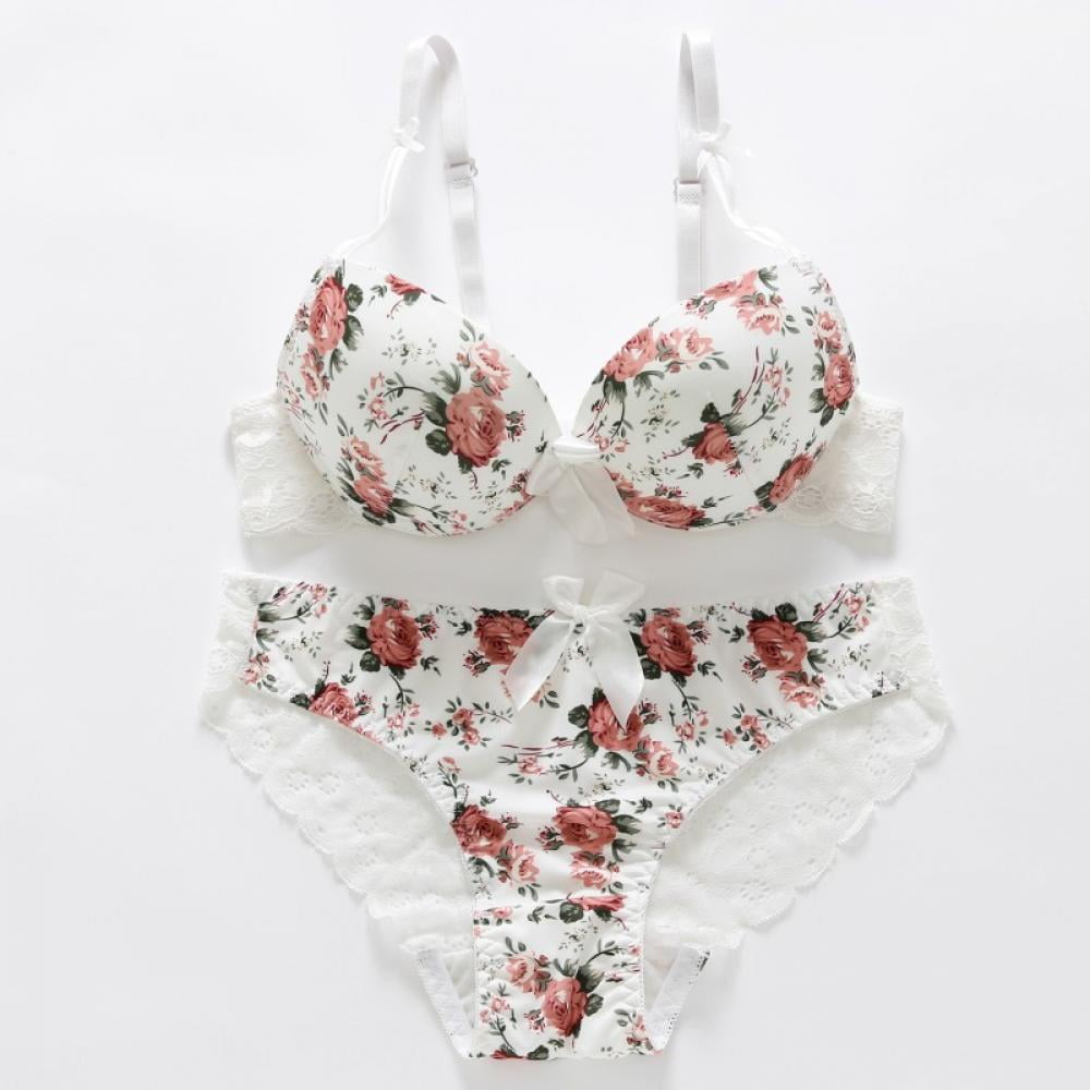 Women Sexy Floral Bra and Panty Sets Embroidery Push-Up Thin