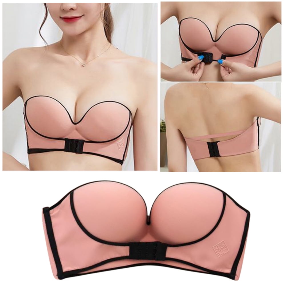 Women Sexy Gather Bra Strapless Bras Invisible Bras for Wedding Dress, C D  Cup