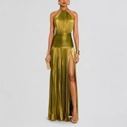 knee length dresses for ladies Goddess Metallic Gold Dress – Ellaé Lisqué