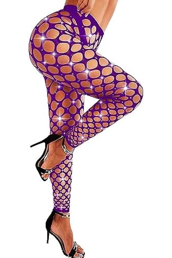 Women Sexy High Waist Tights Rhinestone Sparkle Fishnet Stockings Pantyhose Leggings Lingerie Pants