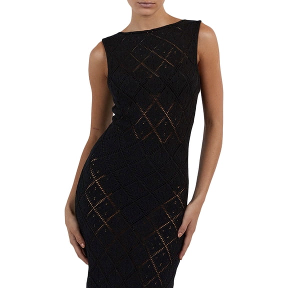 Women Sexy Knitted Maxi Dress Crochet See Through Bodycon Maxi Dress Swimsuit Cover up Dress Beach Swimwear