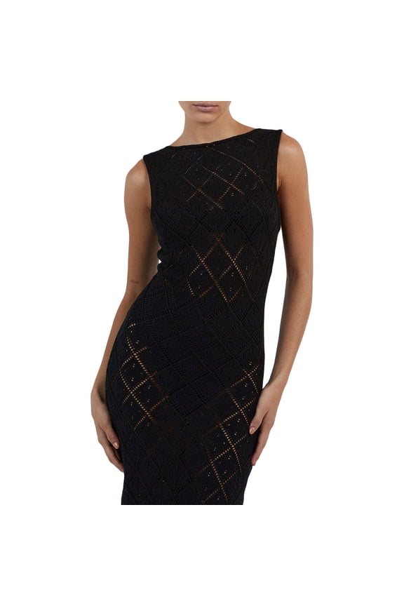 Women Sexy Knitted Maxi Dress Crochet See Through Bodycon Maxi Dress Swimsuit Cover up Dress Beach Swimwear