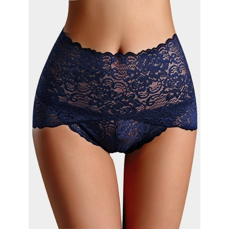 Women Sexy Lace Comfortable High Waist See Through Knickers Panties Tummy  Control Brief Lingerie Underwear Ladies Shapewear 