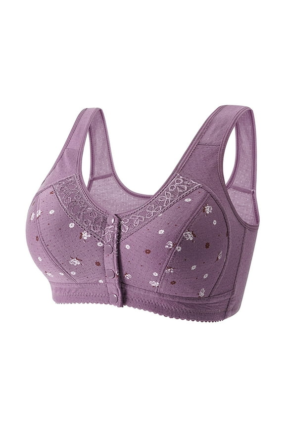 Women Sexy Lace Frongt Button Shaping Cup Adjustable Shoulder Strap Large Size Bra, Bras for Petite Frame Adjustments, Bras with Cooling Gel Technology, Bras for Asymmetric Breast Correction