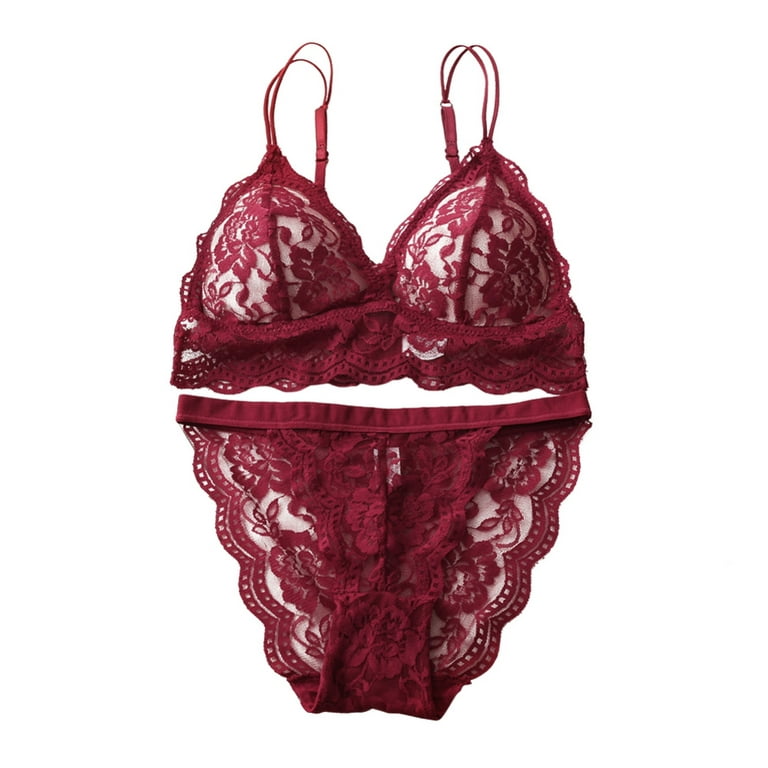 Women Sexy Lace Lingerie Push Up Padded Bra + Knickers Underwear