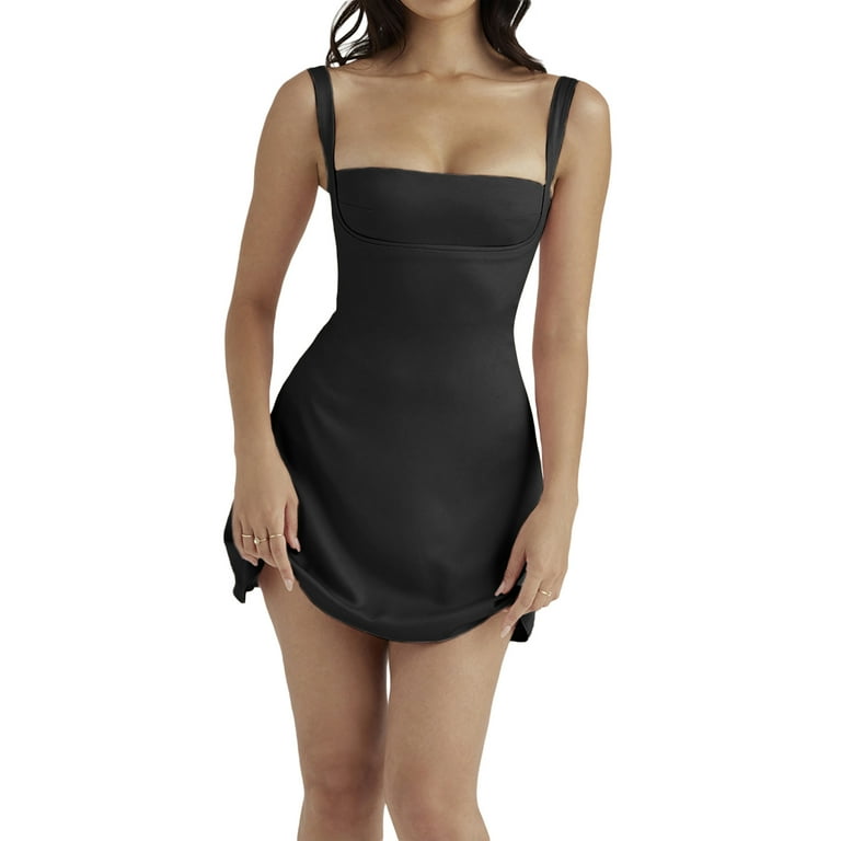 Elegant Waist Women's Lace-Satin A-line Sundress: Sexy Bodycon