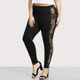 thumbnail image 1 of Women Sexy Legging High Waist Stretchy Trousers Side Hollow Lace Pants Skinny Leg Yoga Pant Solid Color Bottoms Chic Patchwork Leggings Breathable Soft Trouser, 1 of 11