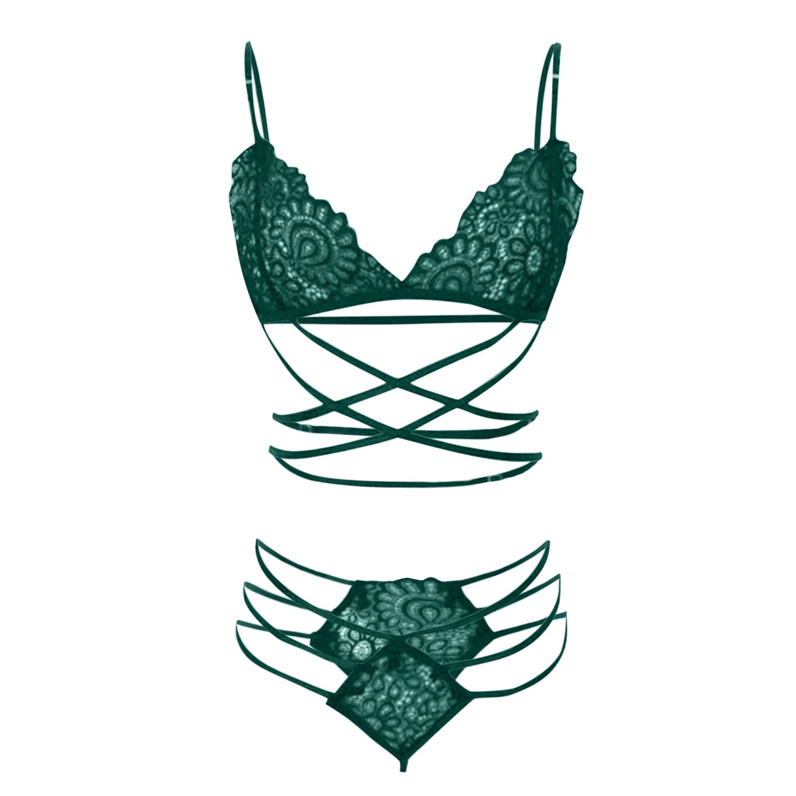 Women Sexy Lingerie Corset Lace Bandage Push Up Top Bra And Pants ...