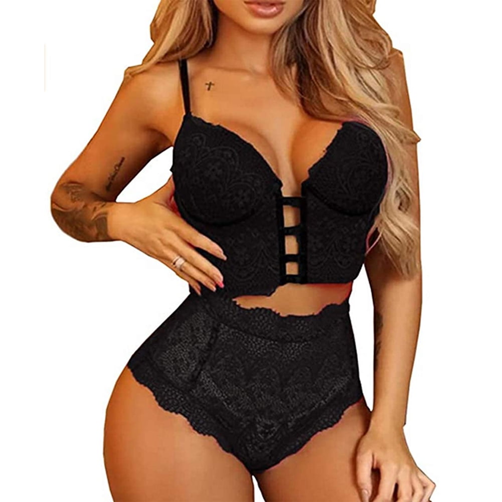 Women Sexy Lingerie Set Female Lace Bra and High-waisted Panty Set