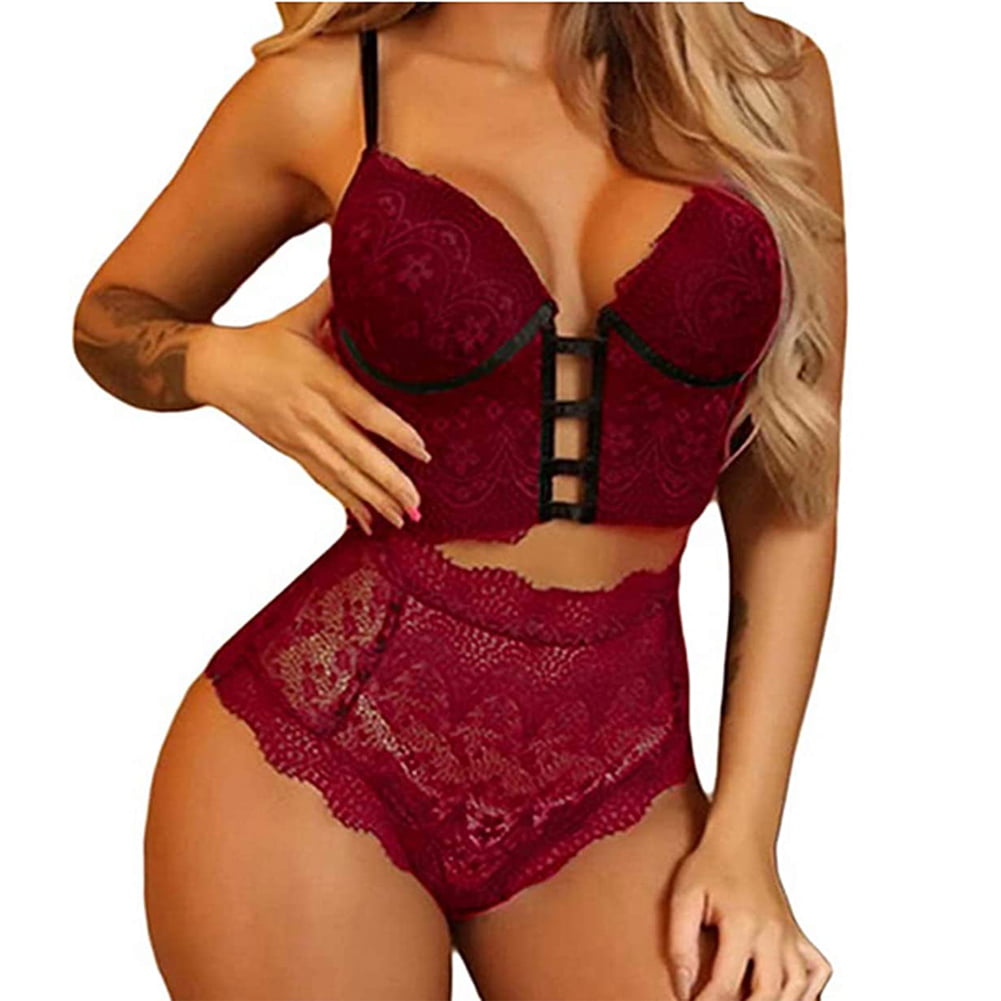 Women Sexy Lingerie Set Female Lace Bra and High-waisted Panty Set 2 Piece  Outfits Set 