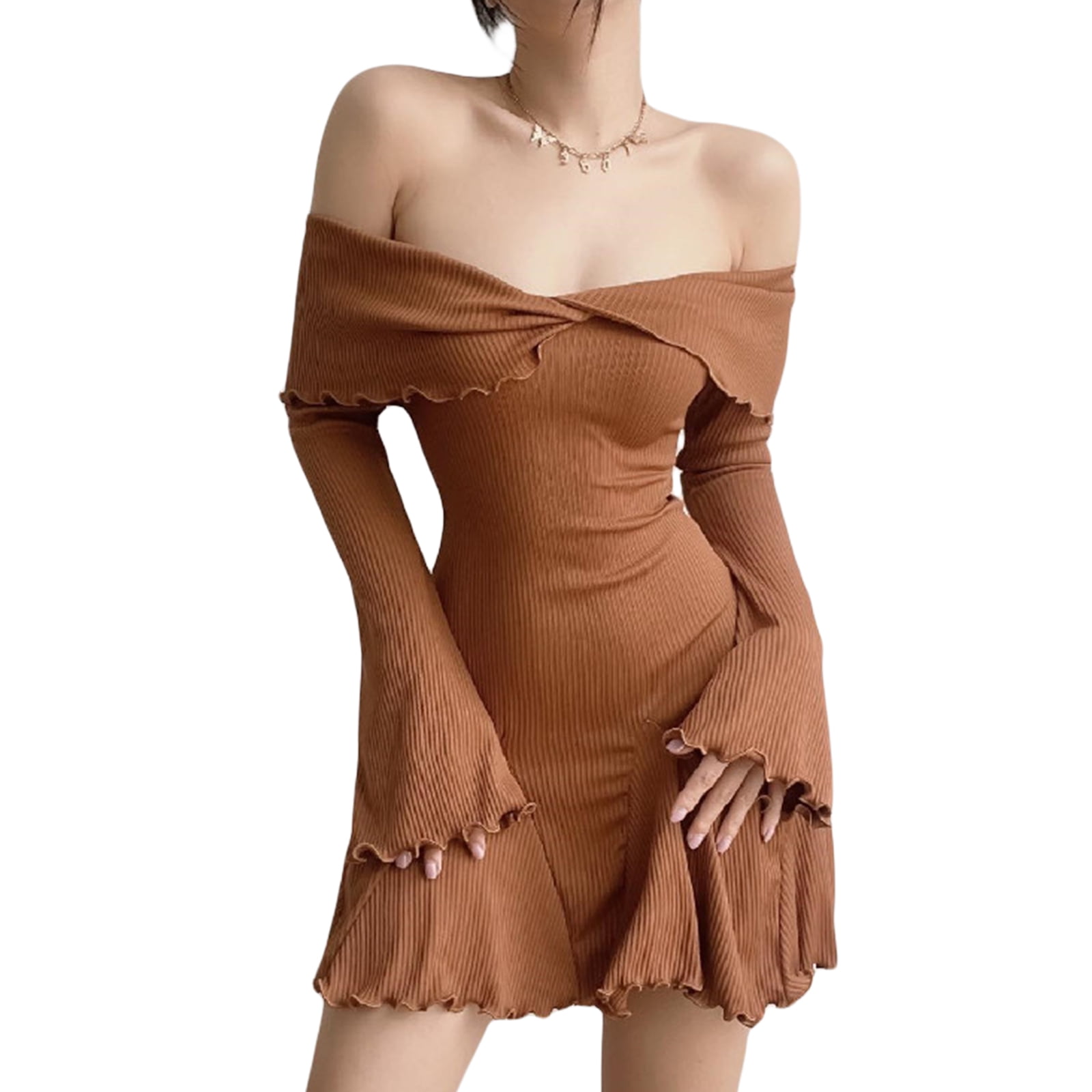 Sexy Slash Neck Short Sleeves Bodycon Dress Sexy Slash Neck Short Sleeves Bodycon Dress