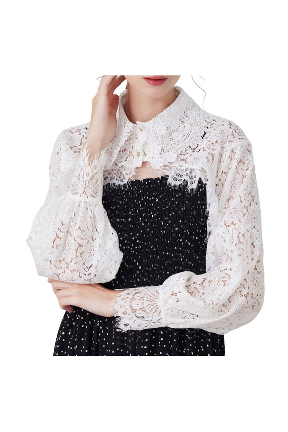 Women Sexy Mesh Lace Long Sleeve Crop Top Blouse Open Front Tie Detail Comfortable Stretchable Fashionable Tunic Style