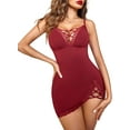 thumbnail image 1 of Women Sexy Nightgown Lace Babydoll Chemises V-Neck Modal Sleepwear Full Slip Side Slit Sleep Dress XS-XXL, 1 of 12