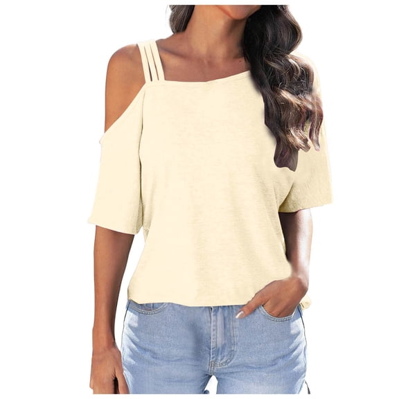 Women Sexy Off Shoulder T Shirt 2024 Fashion Summer Casual Top Short Sleeve Comfortable Stylish Tee