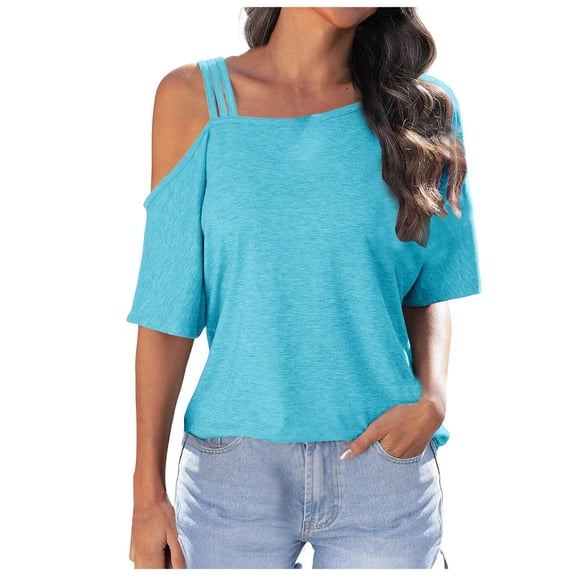 Women Sexy Off Shoulder T Shirt 2024 Fashion Summer Casual Top Short Sleeve Comfortable Stylish Tee