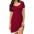 thumbnail image 1 of Women Sexy Pajamas Cotton Solid Color Round Neck Short Sleeve Nightdress Comfortable Home Clothing, 1 of 6