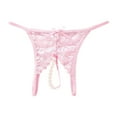 thumbnail image 1 of Women Panties Pink Hollow Underwear Thongs Pearls Mini Bikini G String Thongs for Women XL, 1 of 3