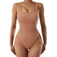 thumbnail image 1 of Women Sexy Ribbed Bodysuit Seamless Sleeveless Square Neck Tank Top Shapewear, 1 of 3