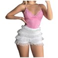 thumbnail image 1 of Women Sexy Ruffle Shorts With Bow Soild Color Party Mini Shorts Short Skirt Low Waist Layered Shorts, 1 of 7