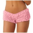 thumbnail image 1 of Women Sexy Ruffle Shorts With Bow Soild Color Party Shorts Short Skirt Low Waist Layered Shorts, 1 of 7